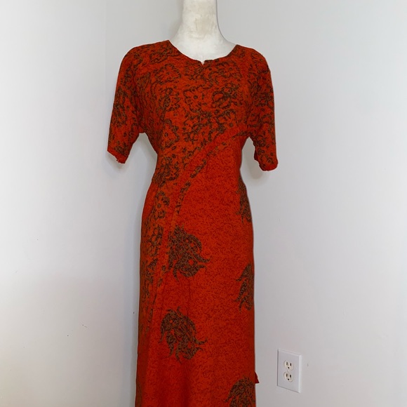 New Indonesia Batik Handmade Midi Dress Size M/L - Picture 2 of 8